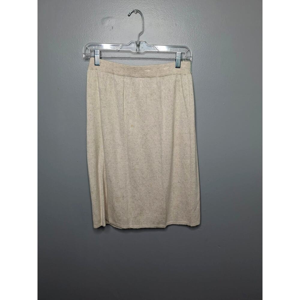 Vintage 90s Liz Claiborne Collection Oatmeal Knit Midi Skirt Large Linen Blend
